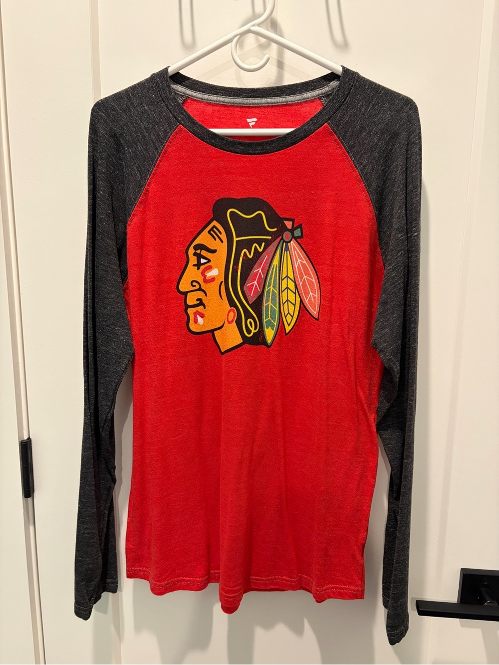 Fanatics Red Tee with Charcoal Collar Details